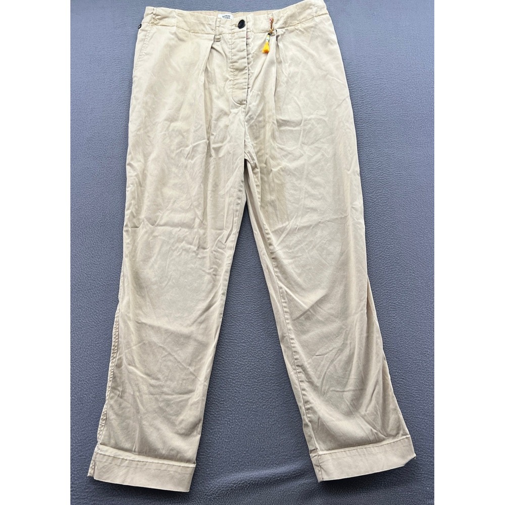 Scotch & Soda Pants Women's Size L32 Khaki Tan Amsterdam Faye Chino Pleat Tassel